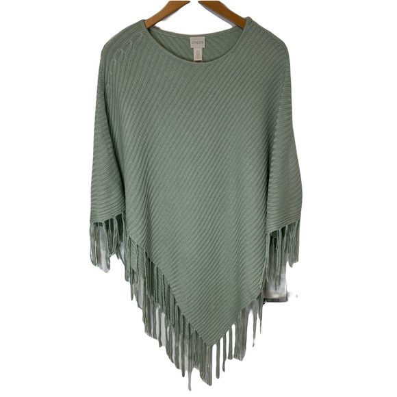 Chico’s Poncho Sweater Poncho Sage Green One Size - Picture 1 of 9